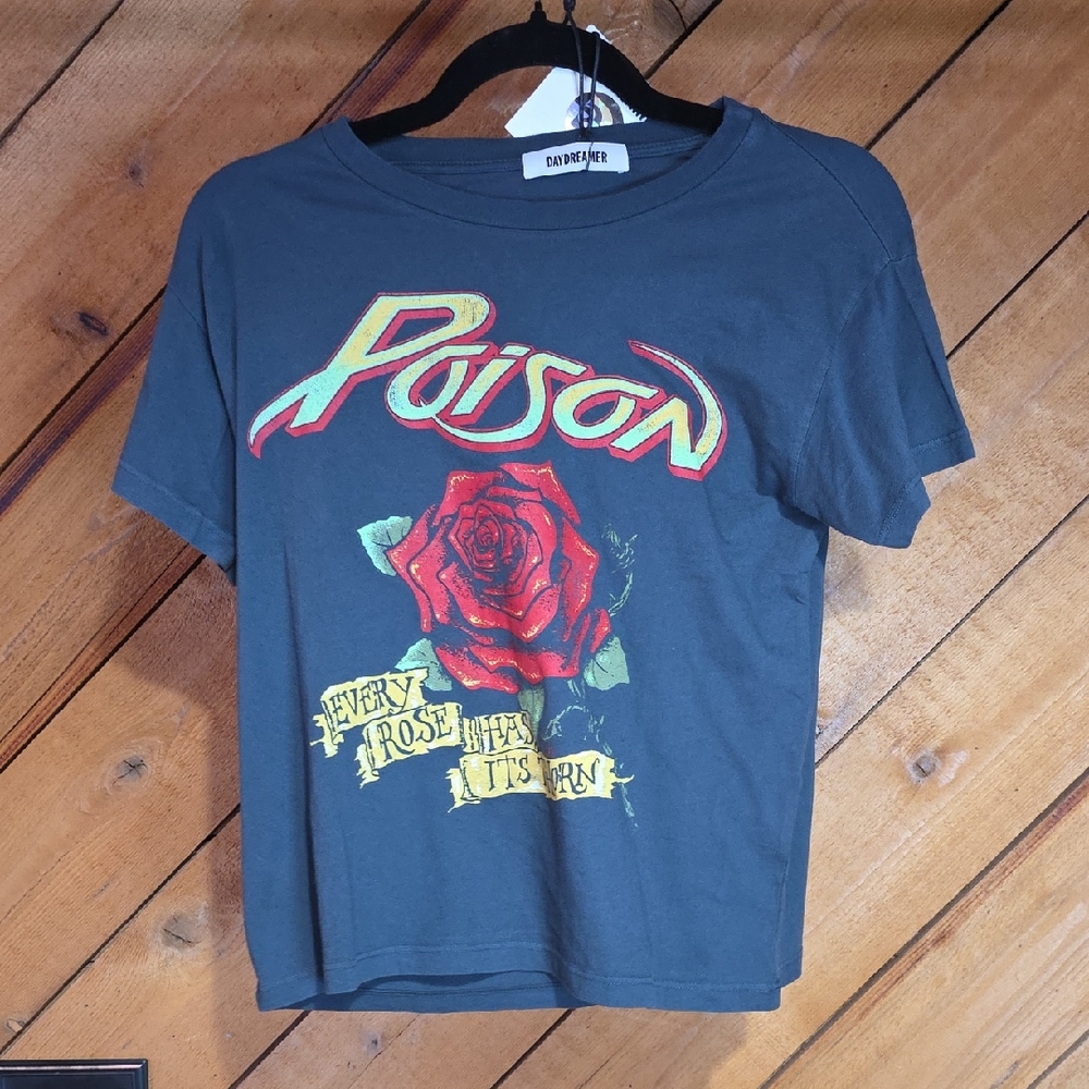 Daydreamer‎ Poison Every Rose Has Its Thorn Band Graphic T-Shirt Charcoal NEW